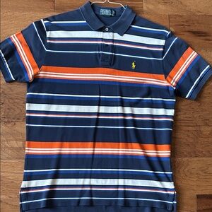 Ralph Lauren Navy and Orange Striped Polo Shirt